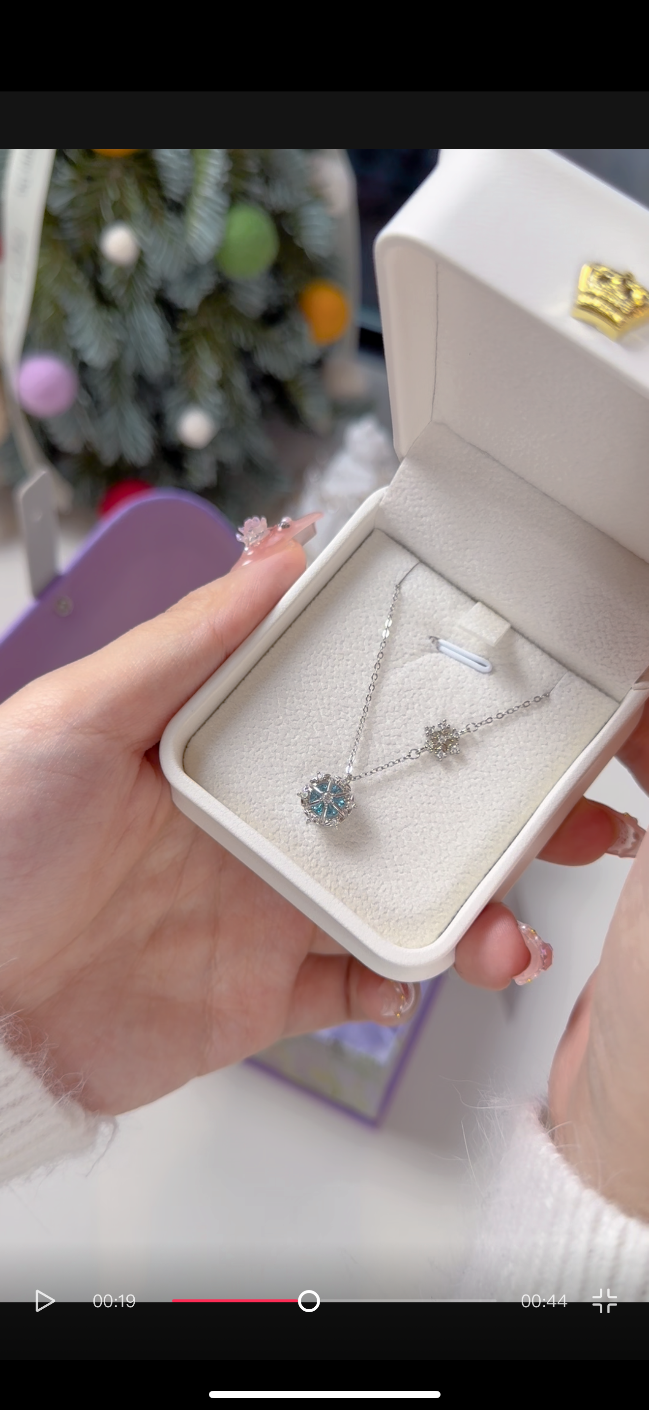 S925 Sterling Silver Snowflake Blue Pendant Necklace