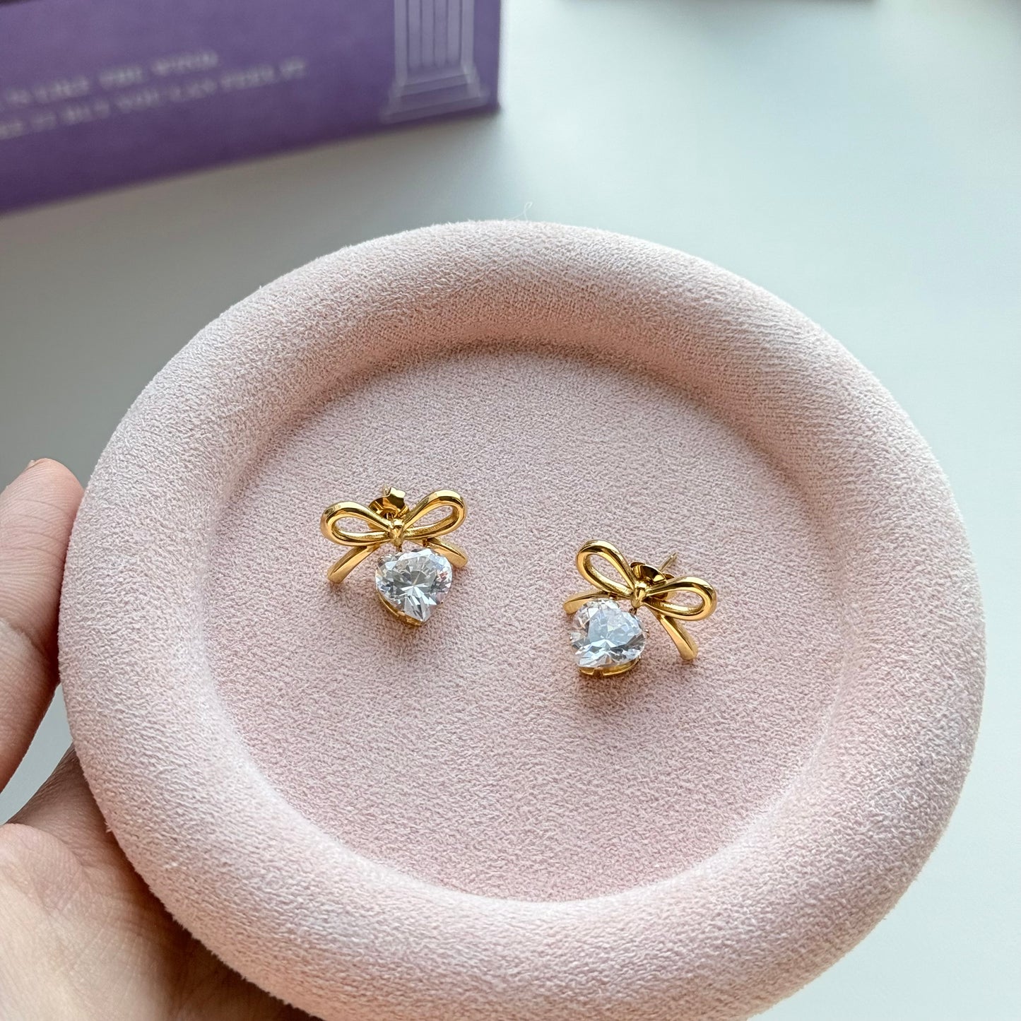 Knot Bow Stainless Steel Stud Earrings