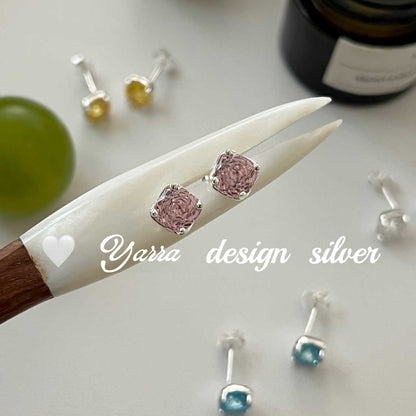 S925 Sterling Silver Zircon Rose Cut Stud Earrings