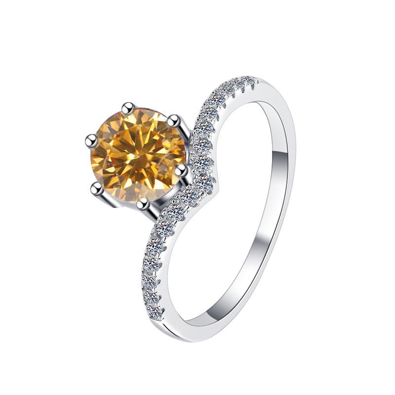 Crown Cut Moissanite Ring | Platinum Tone