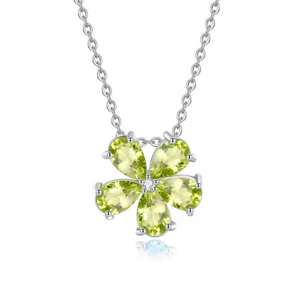 Natural Gemstone S925 silver Five-Petal Flower Necklace