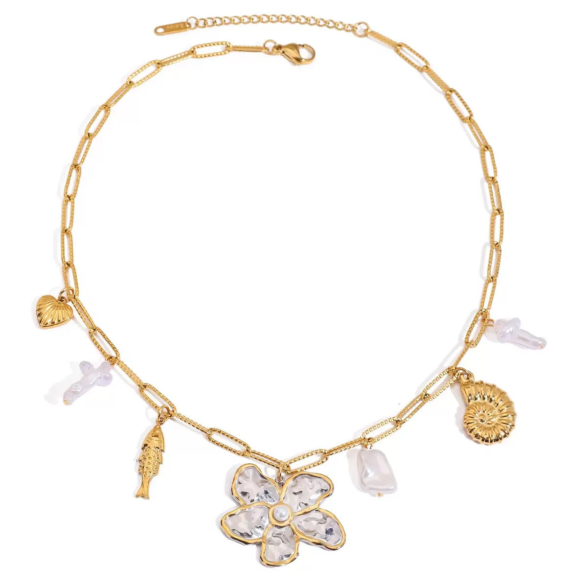 Pearl & Flower Pendant Necklace – Elegant Daily Style