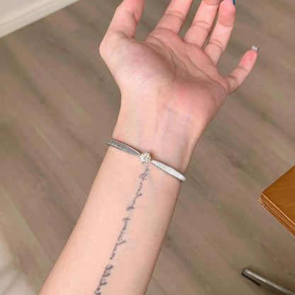 Silver Brushed Crystal Cuff Bracelet