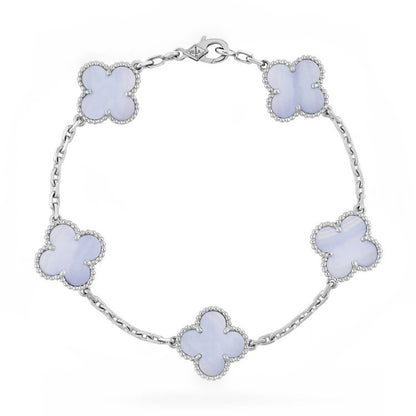 【18K Gold Plated Brass】CNC Lucky Clover Five-Flower Bracelet