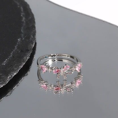 Bow Ring | Cubic Zirconia | Adjustable Open Ring | Sweet Luxury