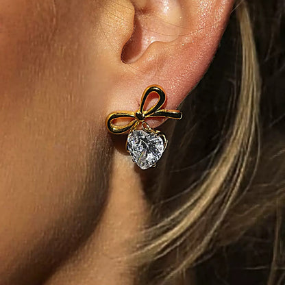 Knot Bow Stainless Steel Stud Earrings