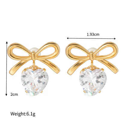 Knot Bow Stainless Steel Stud Earrings