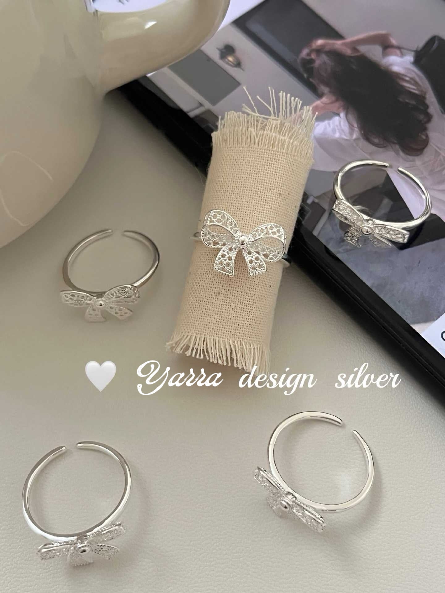 Girly lace bow ring