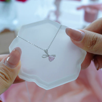 Elegant Bow Sparkle Necklace | 925 Sterling Silver