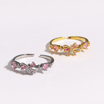 Bow Ring | Cubic Zirconia | Adjustable Open Ring | Sweet Luxury
