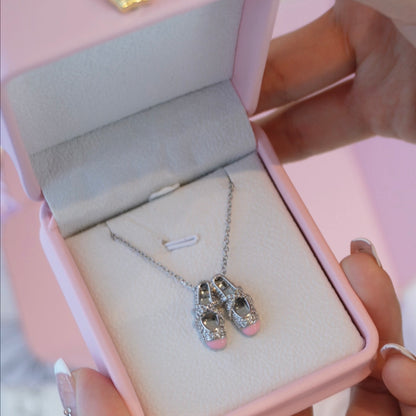 Mini Ballet Shoe Pendant Necklace | Cubic Zirconia | Gold / Silver