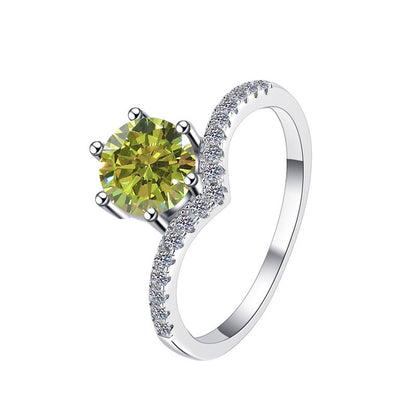 Crown Cut Moissanite Ring | Platinum Tone