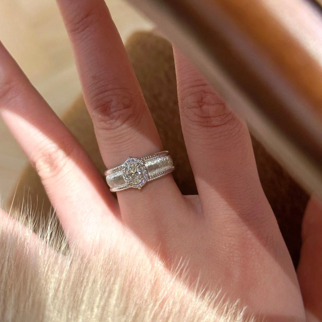 Vintage Oval Crystal Statement Ring