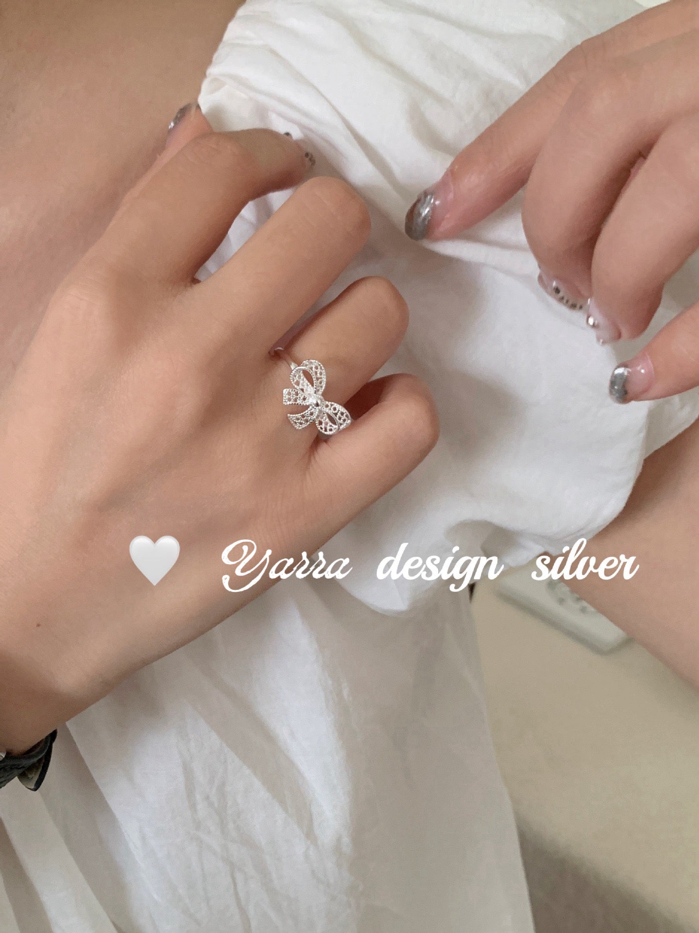 Girly lace bow ring