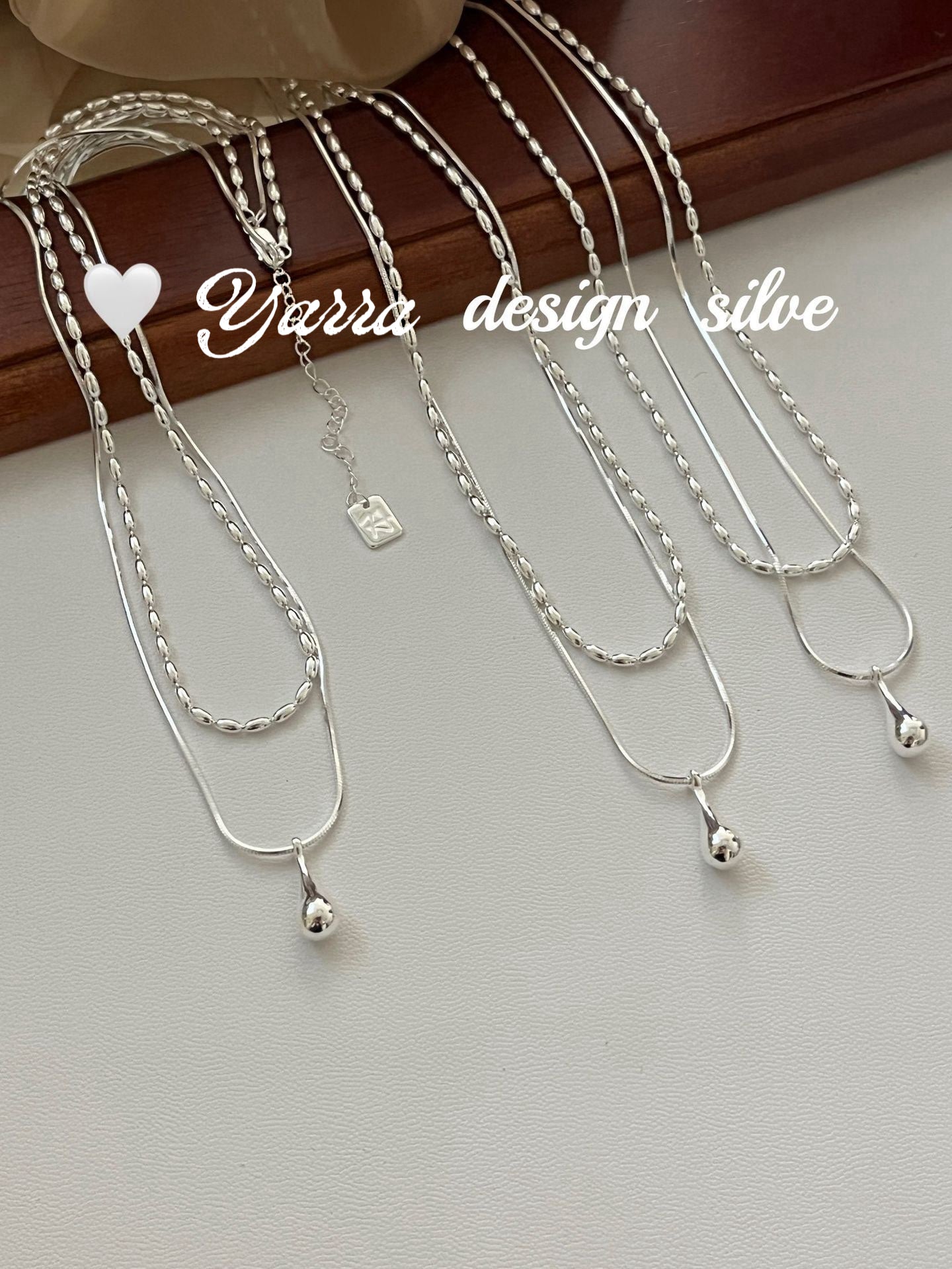 Minimal Teardrop Silver Necklace (Layered Look)