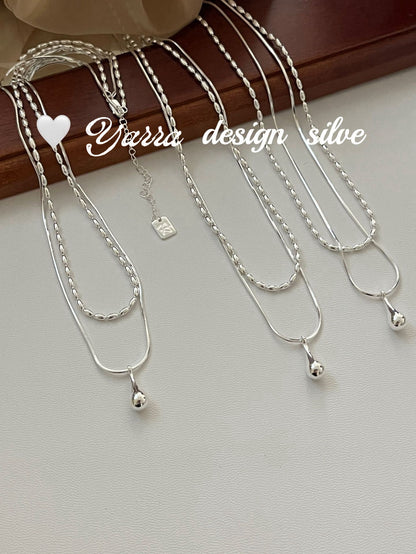 Minimal Teardrop Silver Necklace (Layered Look)
