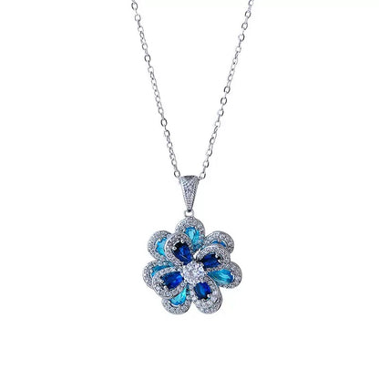 Blue Camellia Blossom Necklace & Earring