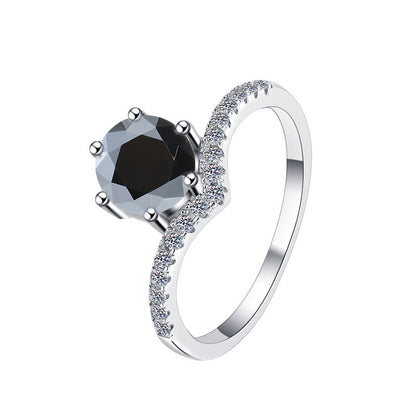 Crown Cut Moissanite Ring | Platinum Tone