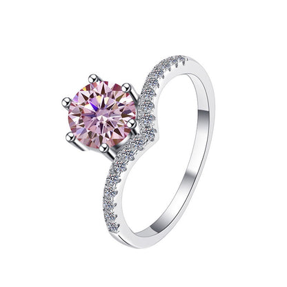 Crown Cut Moissanite Ring | Platinum Tone