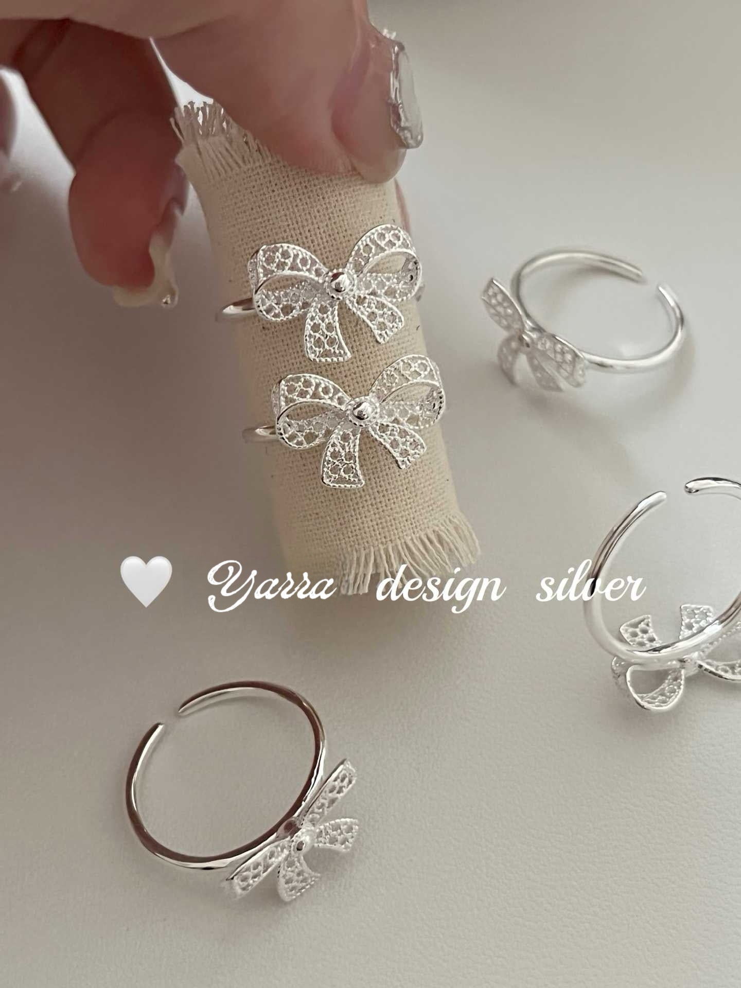 Girly lace bow ring
