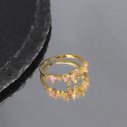 Bow Ring | Cubic Zirconia | Adjustable Open Ring | Sweet Luxury