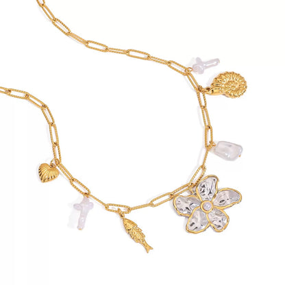 Pearl & Flower Pendant Necklace – Elegant Daily Style