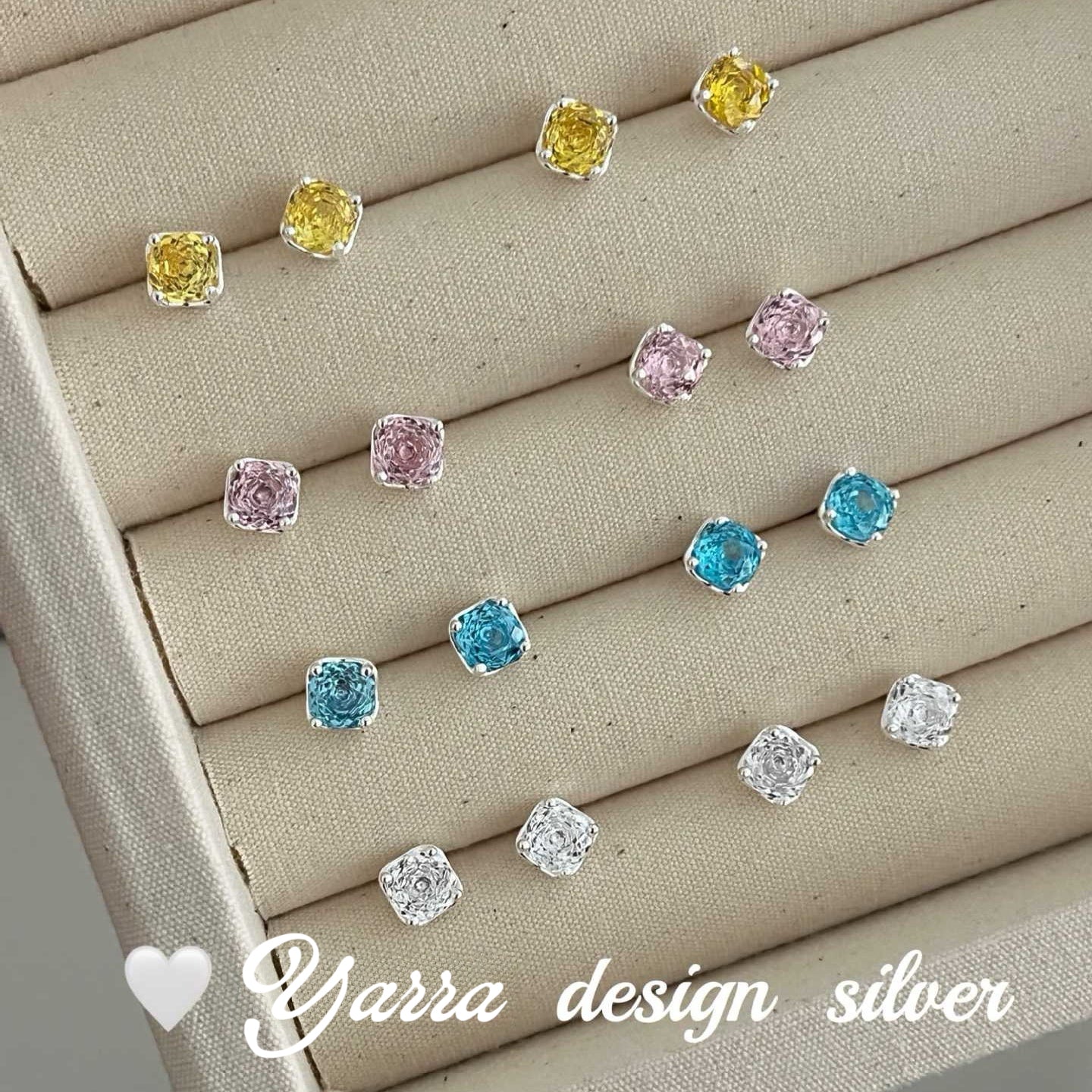 S925 Sterling Silver Zircon Rose Cut Stud Earrings