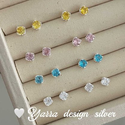S925 Sterling Silver Zircon Rose Cut Stud Earrings