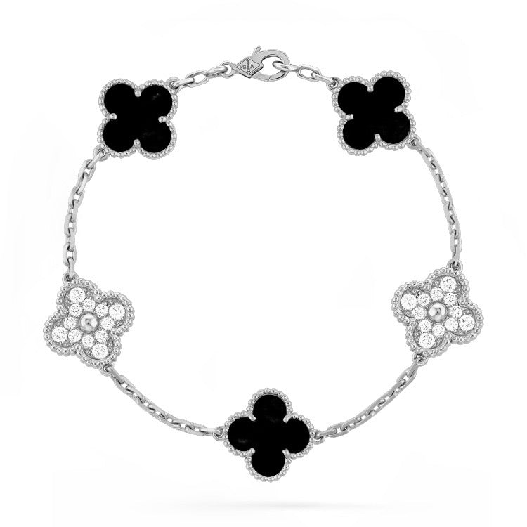 【18K Gold Plated Brass】CNC Lucky Clover Five-Flower Bracelet