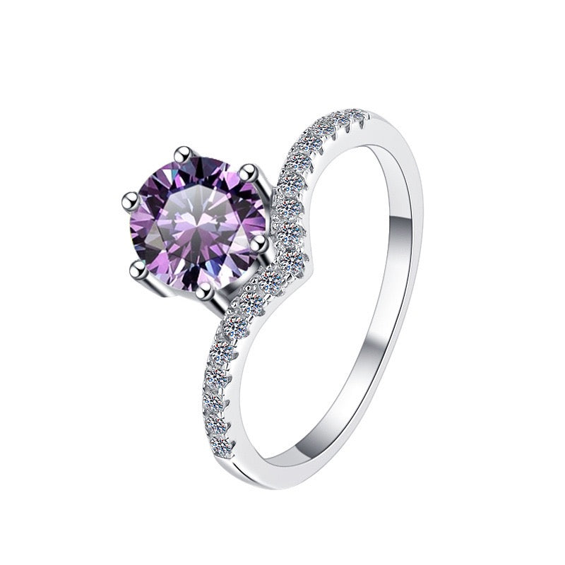 Crown Cut Moissanite Ring | Platinum Tone