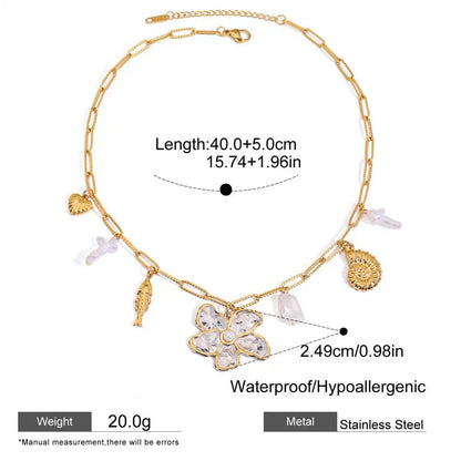 Pearl & Flower Pendant Necklace – Elegant Daily Style
