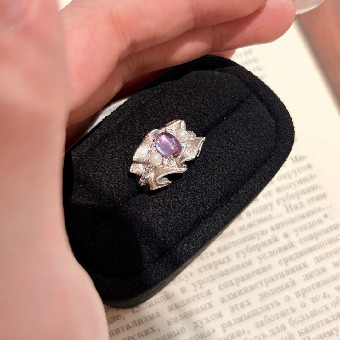 Purple Floral Statement Ring