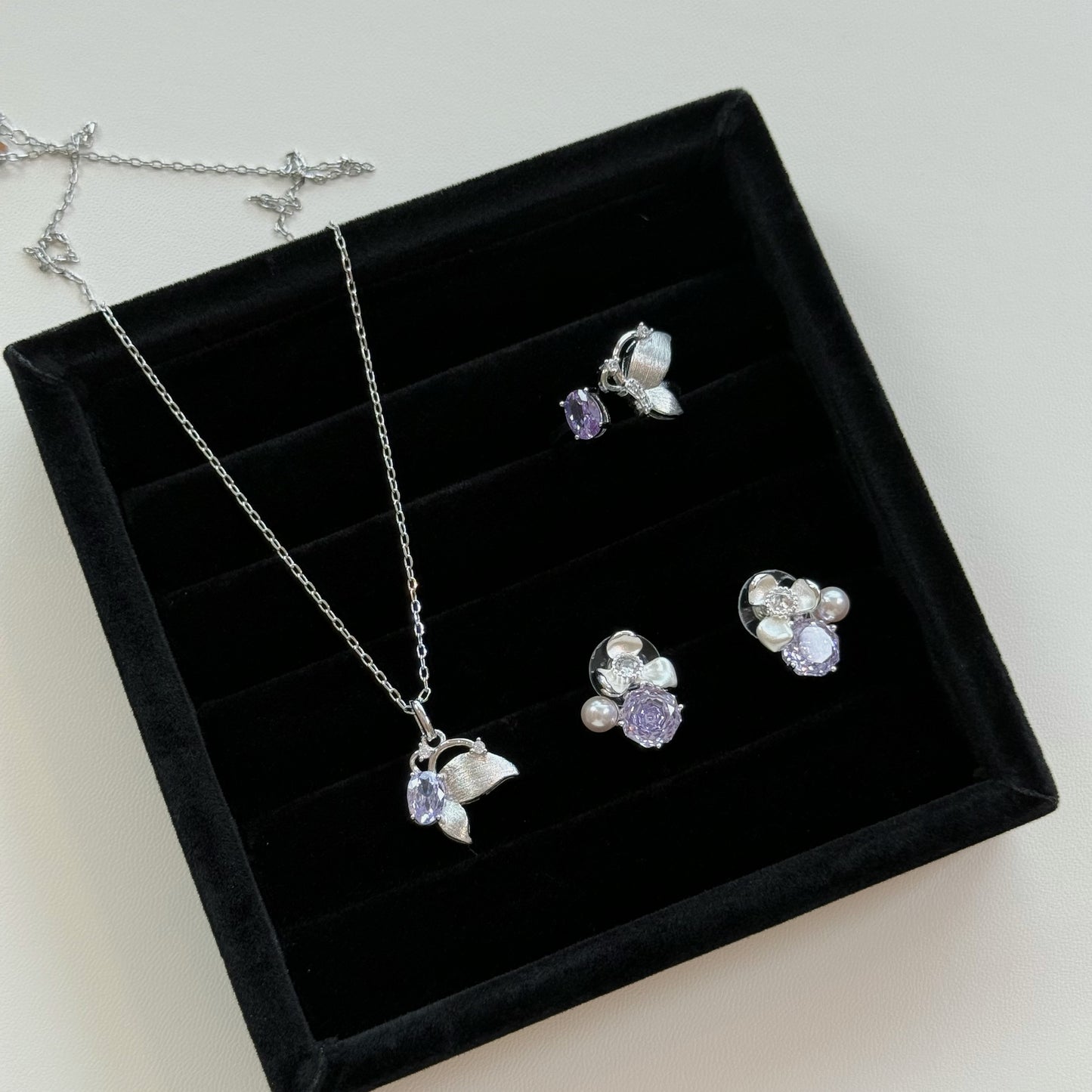 Amethyst Butterfly Jewelry Set