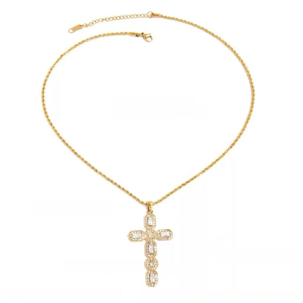 Dainty Diamond Cross Necklace – Elegant Faith-Inspired Pendant