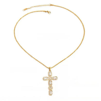 Dainty Diamond Cross Necklace – Elegant Faith-Inspired Pendant