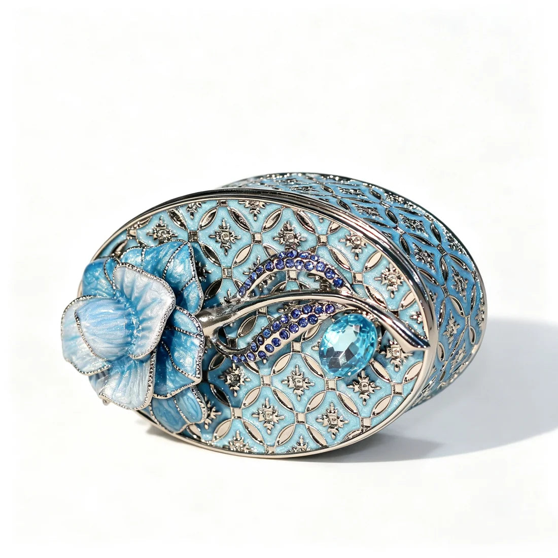 Enamel Rose Metal Jewelry Organizer Box