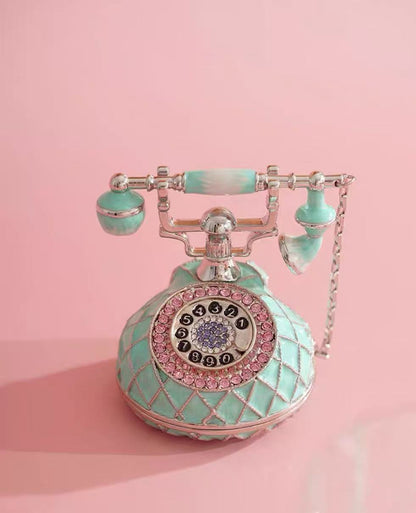 Enamel Vintage Telephone Jewelry Box