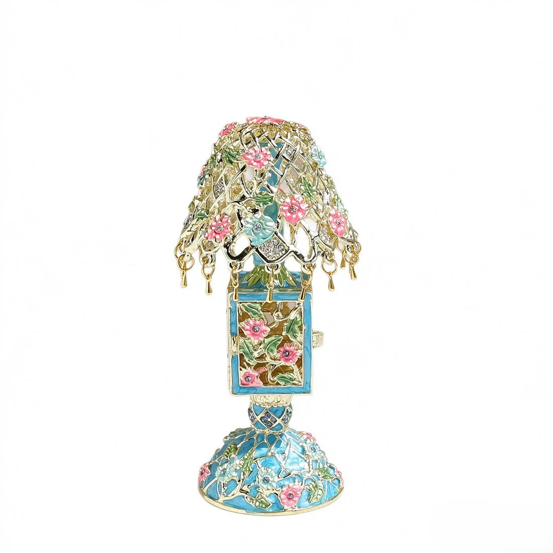 Enamel Vintage Table Lamp Shaped Jewelry Box