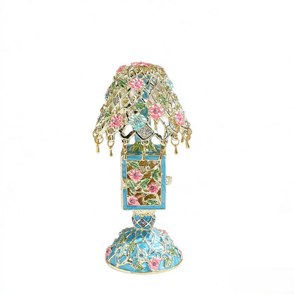 Enamel Vintage Table Lamp Shaped Jewelry Box