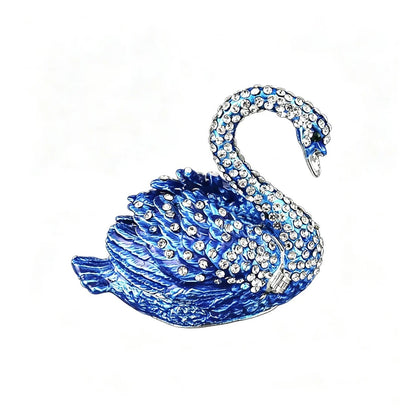 Enamel Swan Jewelry Box