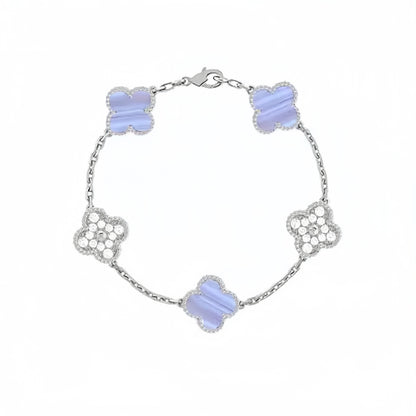 【18K Gold Plated Brass】CNC Lucky Clover Five-Flower Bracelet