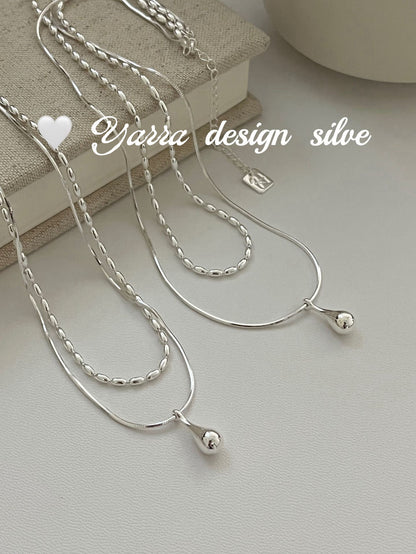 Minimal Teardrop Silver Necklace (Layered Look)