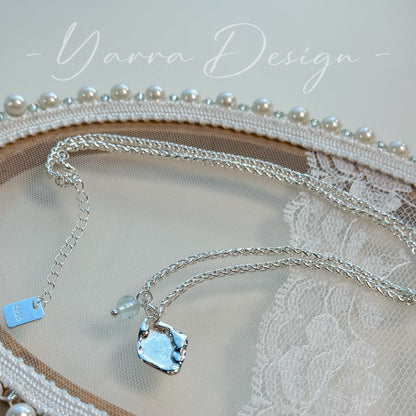 Faceted Rhombus Blue Agate S925 Sterling Silver Necklace
