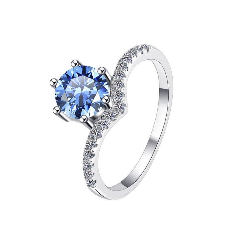 Crown Cut Moissanite Ring | Platinum Tone