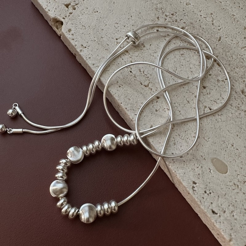 925 Sterling Silver Bow Bead Necklace