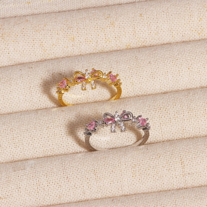 Bow Ring | Cubic Zirconia | Adjustable Open Ring | Sweet Luxury