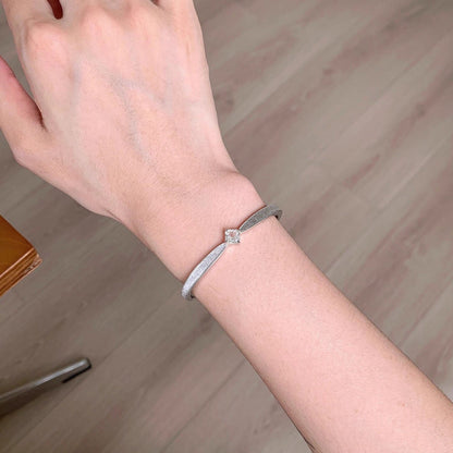 Silver Brushed Crystal Cuff Bracelet
