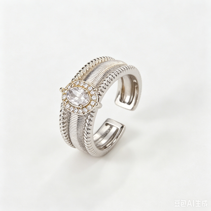Vintage Oval Crystal Statement Ring