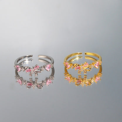 Bow Ring | Cubic Zirconia | Adjustable Open Ring | Sweet Luxury