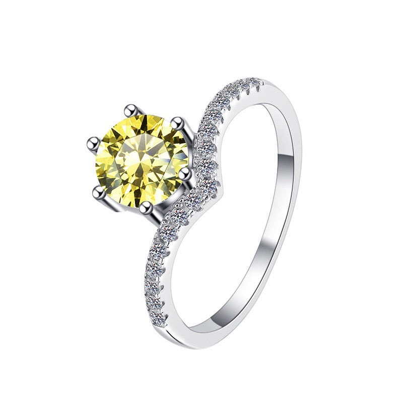 Crown Cut Moissanite Ring | Platinum Tone